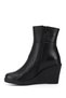 Women's Black Floater Zippered Wedge Heeled Genuine Leather Boots - 6