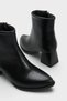 Women's Black Faux Leather Zippered Pointed Toe 6 cm Heeled Orthopedic Winter Boots - 8