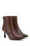 Women's Brown Antique Zippered Pointed Toe Genuine Leather Boots - 5