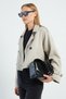 Double-Breasted Collar Double-Pocket Crop Trench Coat - 4