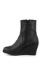 Women's Black Zippered Wedge Heeled Boots - 4