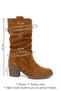 Women's Tan Suede Thick Heeled Gusseted Genuine Leather Boots - 3