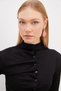 Pleated Front Stand Collar Shirt with Draped Sides - 5