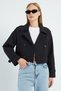 Double-Breasted Collar Double-Pocket Crop Trench Coat - 3