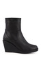 Women's Black Zippered Wedge Heeled Boots