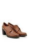 Tan Antique Gön Genuine Leather Round Toe Thick Heeled Rubber Sole Lace Up Women's Shoes 24071 - 4