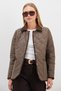 Waterway Patterned Velvet Detailed Quilted Coat