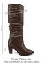 Women's Brown Antique Pointed Toe Thick Heeled Genuine Leather Boots - 3