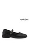 Women's Black Short Thick Heeled Mary Jane Genuine Leather Ballerinas