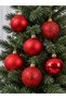 Christmas Red Pine Tree Ornament Luxury Cici Ball 6 Pieces Shiny Matte Cici Balls 4 Cm - 4