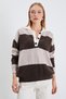Striped Half Button Polo Neck Knitwear Sweater - 5