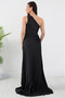 One Shoulder Pleated Evening Dress Sb3734 - 6