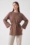 Lace-Up Combed Cotton Blouse 13071 - Vi̇zon - 3