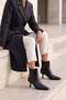 Women's Blunt Toe Zippered Thin Heeled Boots with Stitching Detail Teyris Black - 5