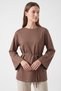 Lace-Up Combed Cotton Blouse 13071 - Vi̇zon