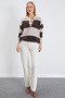Striped Half Button Polo Neck Knitwear Sweater - 6