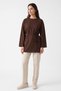 Lace-Up Combed Cotton Blouse 13071 - Brown - 4