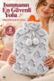 2 Liter Hot Water Bag with Plush Cover, Patterned, Soft Textured Thermofor 20X35 cm