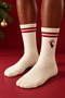 Unisex Cotton Reindeer New Year's Ankle Socks, White