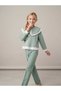 Girl's Mobile Collar Blouse Brode Detailed 2-Piece Set