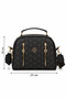Women's Patterned Daily Crossbody Bag – Black with Gold Zip Detail - 2