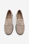 Women's Genuine Leather Oval Toe Moccasin Stitched Drawstring Loafer Casual Shoes Lefora Beige Suede - 8