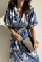 Elastic Waist Batwing Sleeve Linen Dress - 2