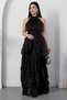 Halter Neck Ruffled Satin Dress Eli̇6073
