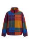 Orange - Half Zipper Plaid Patterned Sweat Orange