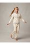 Girl's Mobile Collar Blouse Brode Detailed 2-Piece Set - 3