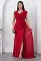 Shoulder-Accessory Glittery Cowl Neck Dress 39878 - 4