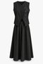 Double-Breasted Collar Belted Vest and Skirt Set - 5