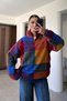 Orange - Half Zipper Plaid Patterned Sweat Orange - 2