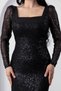 Square Neck Long Sleeve Pulpayet Dress Ap-174 - 2