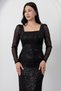 Square Neck Long Sleeve Pulpayet Dress Ap-174 - 3
