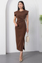 Crew Neck Buckled Ruched Dress YZC25Y228