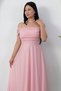 Square Neck Strap Glitter Tulle Dress 39976 - 2