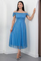 Square Neck Strap Glitter Tulle Dress 39976 - 7