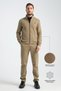 Khaki Men's Winter Tracksuit Set with Thermosoft Technology, Lamb-Like Look on the Inside, Regular Fit