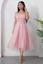 Square Neck Strap Glitter Tulle Dress 39976 - 7