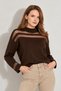Transparent Striped Knitwear Sweater Knitwear Blouse 1107 Brown - 4