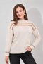 Transparent Striped Knitwear Sweater Knitwear Blouse 1107 Beige