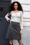 High Lightness Lycra Fabric Knee Length Bell Skirt-Anthracite Plaid - 2
