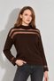 Transparent Striped Knitwear Sweater Knitwear Blouse 1107 Brown