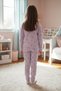 Floral Pattern Crew Neck Fleece Girls Pajama Set - 3