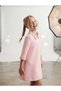Girl's Short-Sleeved Dress with Stone Collar and Sleeves