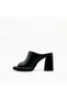 Black Leather Platform Heeled Slippers – 9 cm High Heels - 3