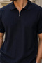 Men's Polo Collar Self-Patterned Front Half Zipper T-Shirt - 5