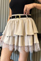 Women's Layered Skirt with Belt Accessories and Lace Detail - 3
