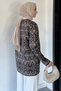 Front-Tie Quilted Patterned Hijab Jacket - 5
